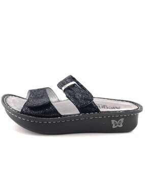 Alegria Karmen Black Leather Slide Sandals EUR 38